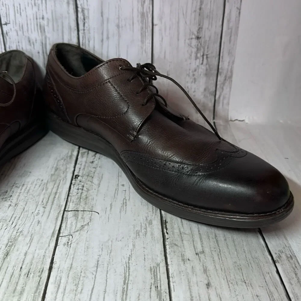 Johnston & Murphy Mens Wingtip Oxfords Brown SheepSkin Size 11‎